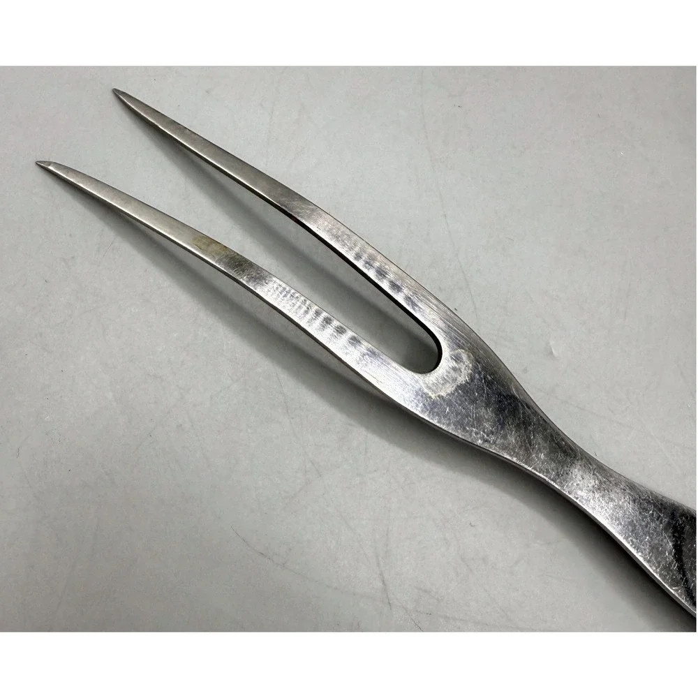 Cutco 1027 Vintage Carving Fork Stainless Steel Brown Swirl Handle USA 11in